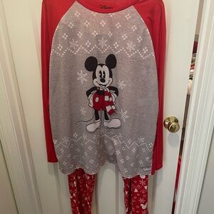 Disney Mickey Mouse Red and Gray Pajama Set XL